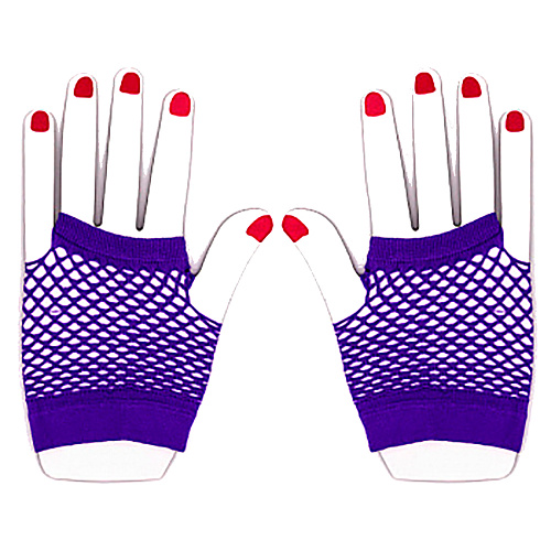 Короткие фиолетовые перчатки в сеточку