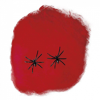 Красная искусственная паутина с пауками (60 г)