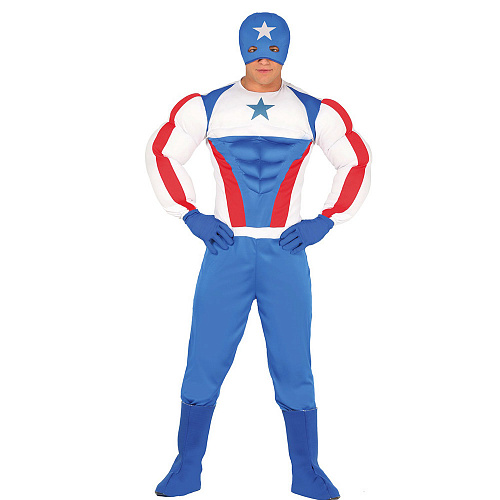 Костюм Капитана Америки с мускулатурой для взрослых