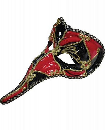 Чёрно-красная венецианская маска «Дзанни» 