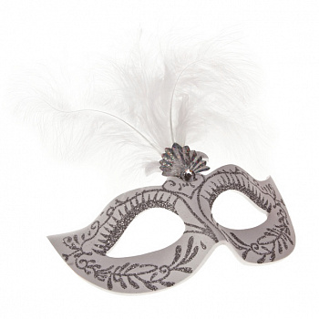 Венецианская маска белая с серебряным узором 