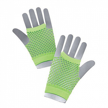 Зеленые короткие перчатки в сеточку
