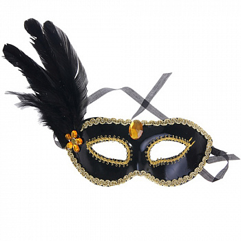 Венецианская маска чёрная с золотом 