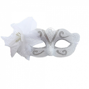 Венецианская маска белая с цветком в ассортименте 